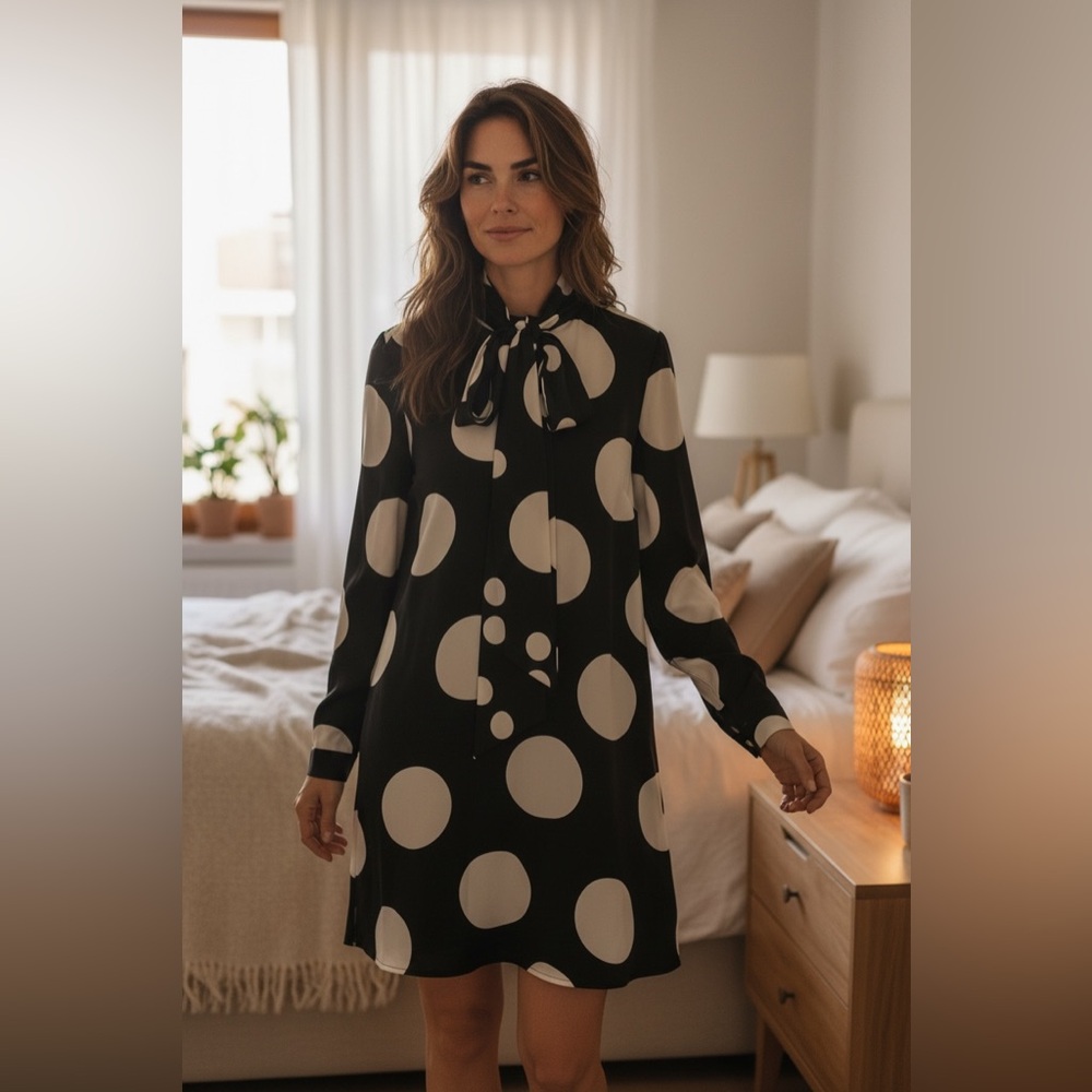 Valentino Polka Dot Long Sleeve Dress -